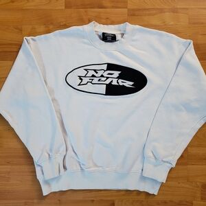 Y2K No Fear White Sweatshirt Black Logo Graphic Streetwear Skater Size Medium